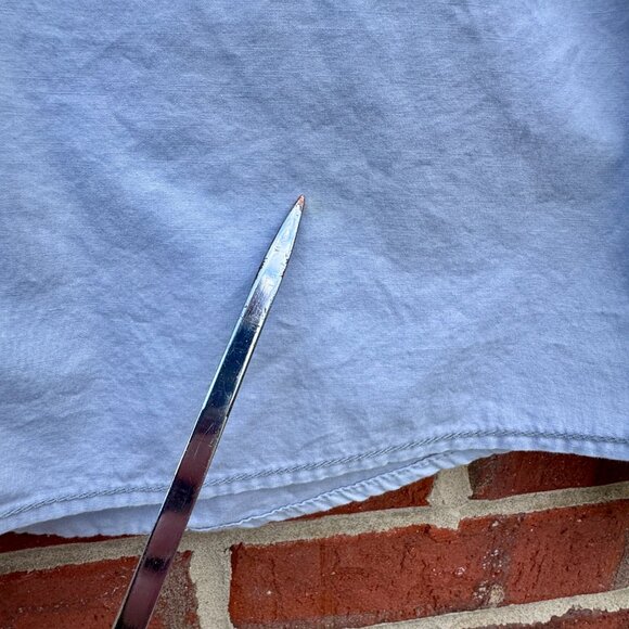 Antik Denim Button Up Patch Shirt Mens Large Blue Long Roll Tab Sleeves Patches - Picture 4 of 13